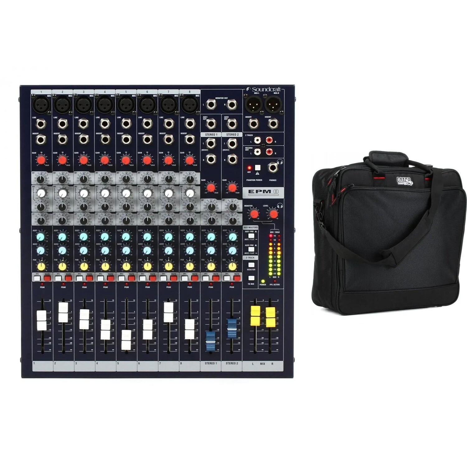

10-канальный аналоговый микшер Soundcraft EPM8 в комплекте с сумкой