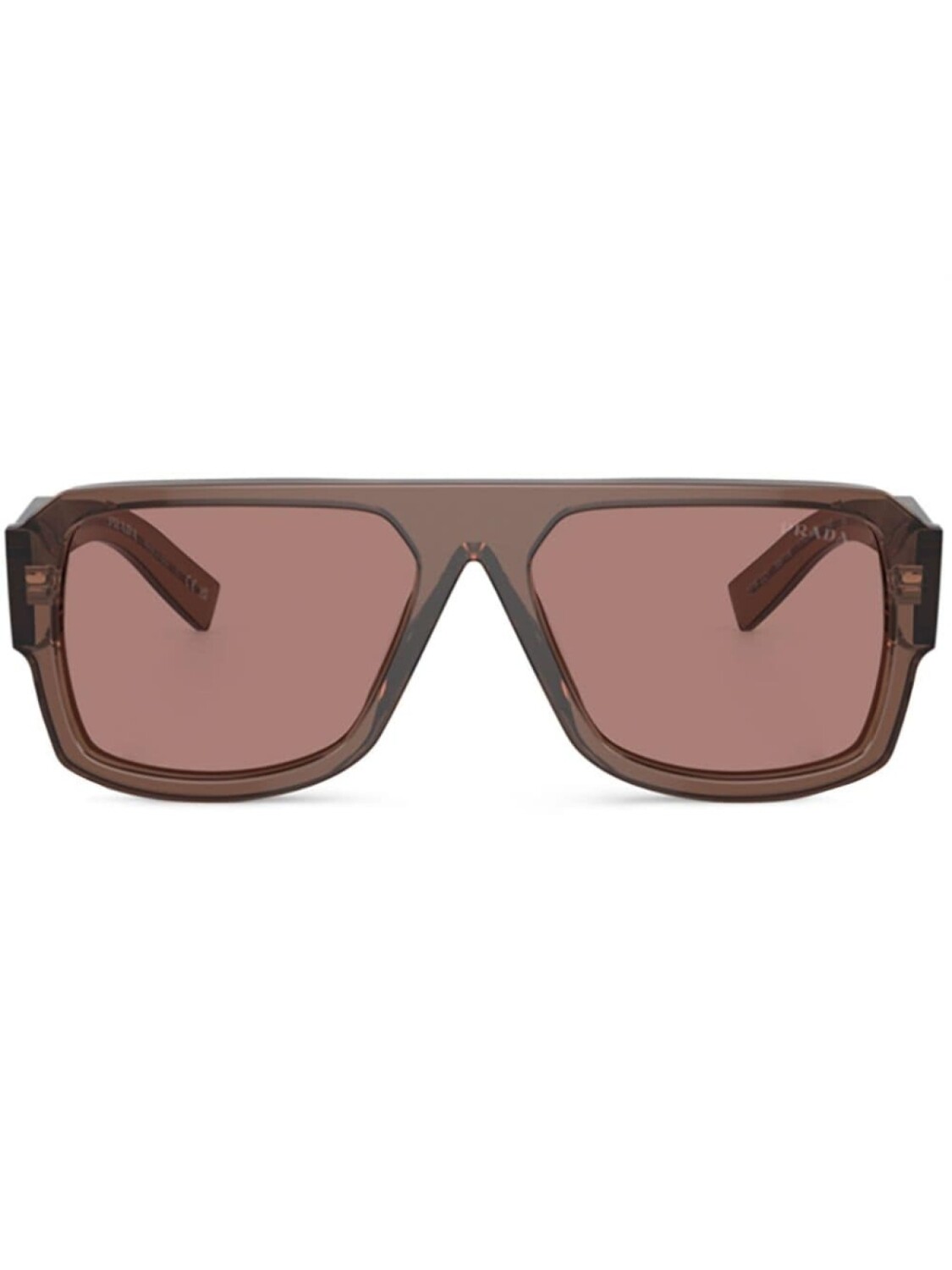 

Солнцезащитные очки в прямоугольной оправе Prada Eyewear, коричневый