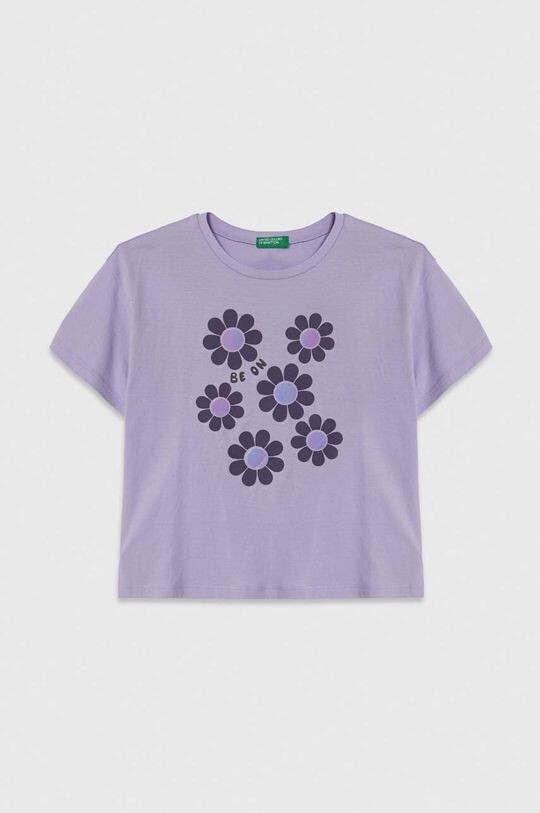 

Хлопковая футболка для детей United Colors of Benetton, фиолетовый