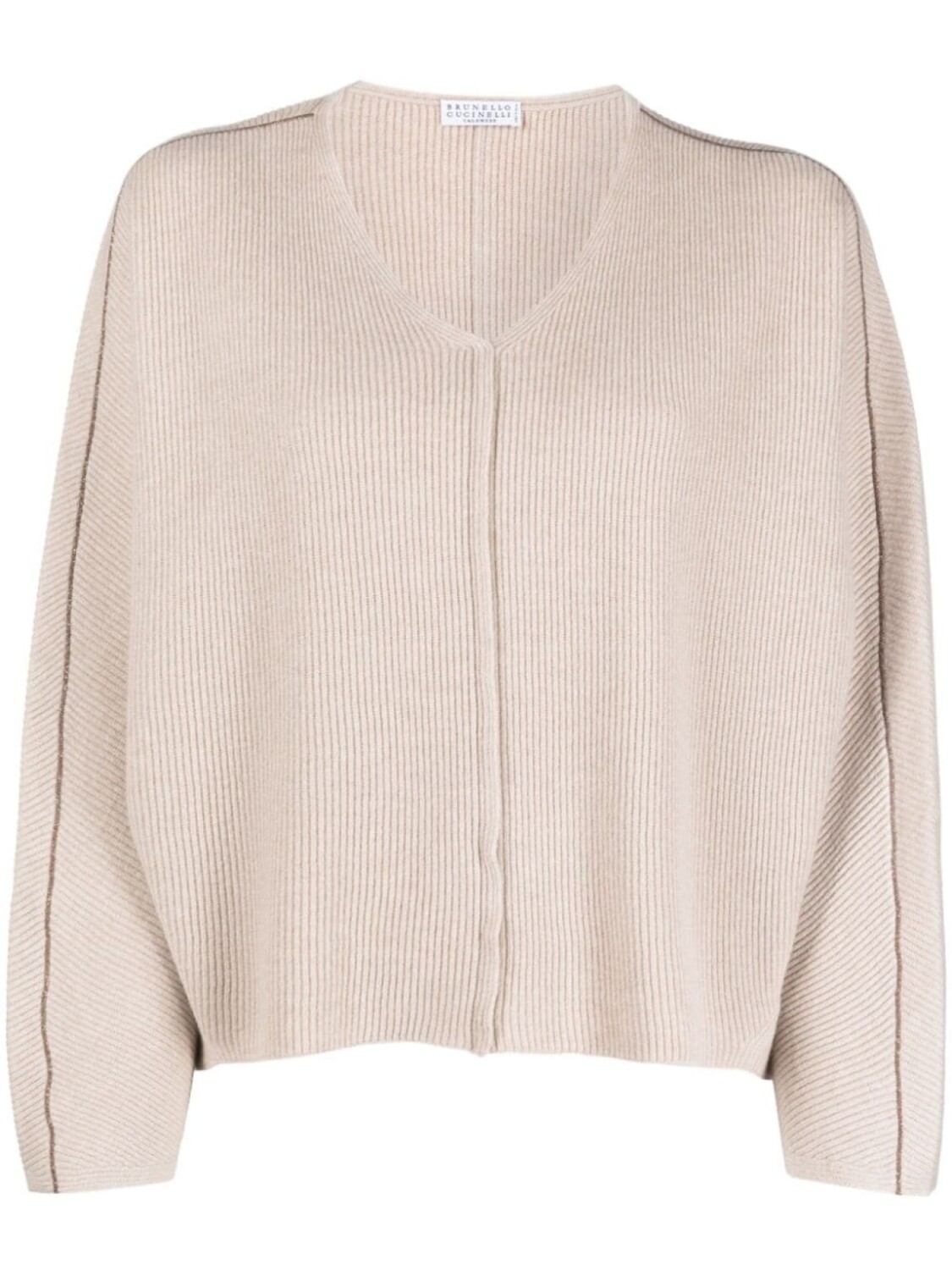 

Brunello Cucinelli fine-ribbed V-neck jumper, нейтральный цвет
