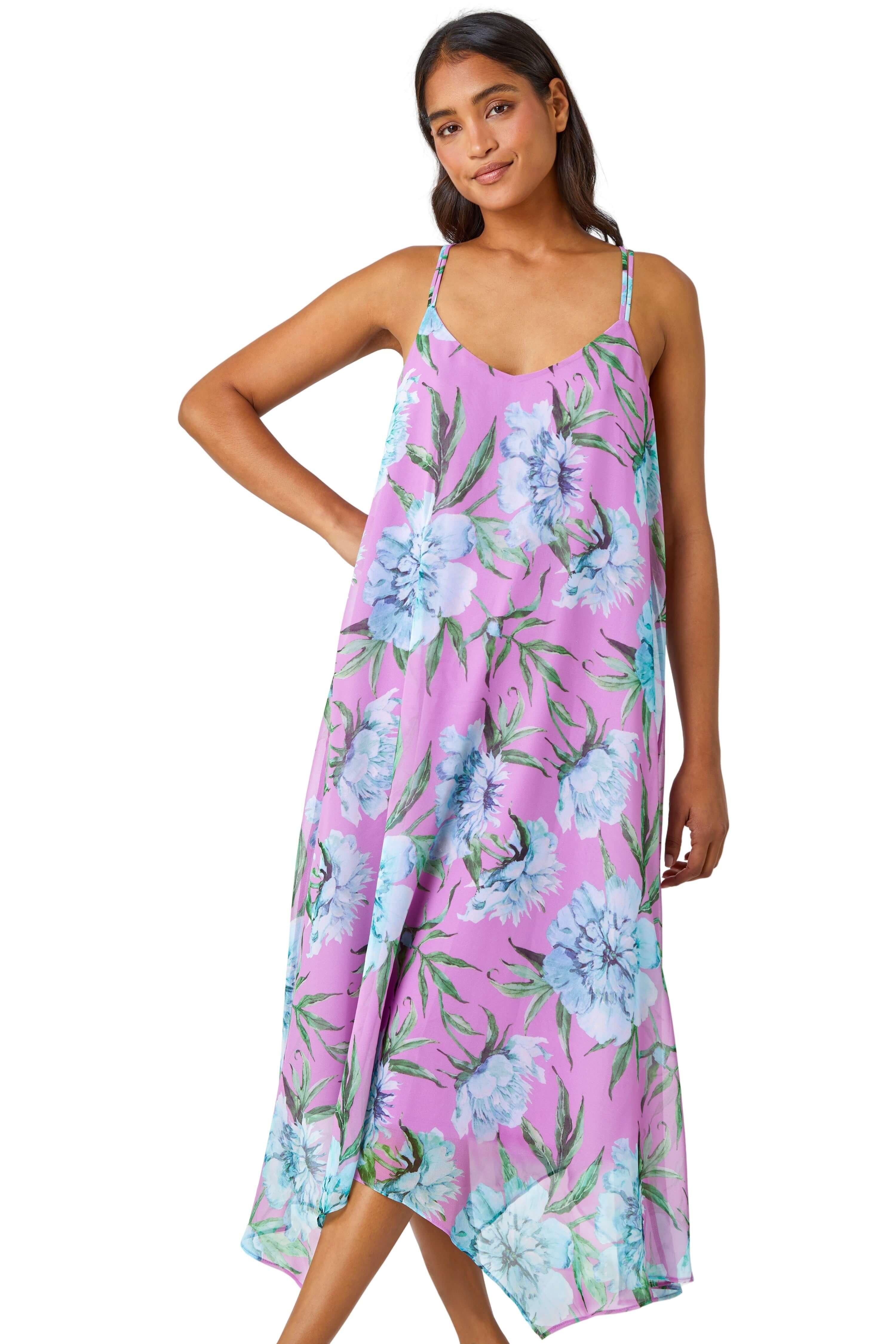 Шифоновое платье миди с цветочным принтом Roman, розовый шифоновое платье миди с цветочным принтом длинным рукавом и оборками