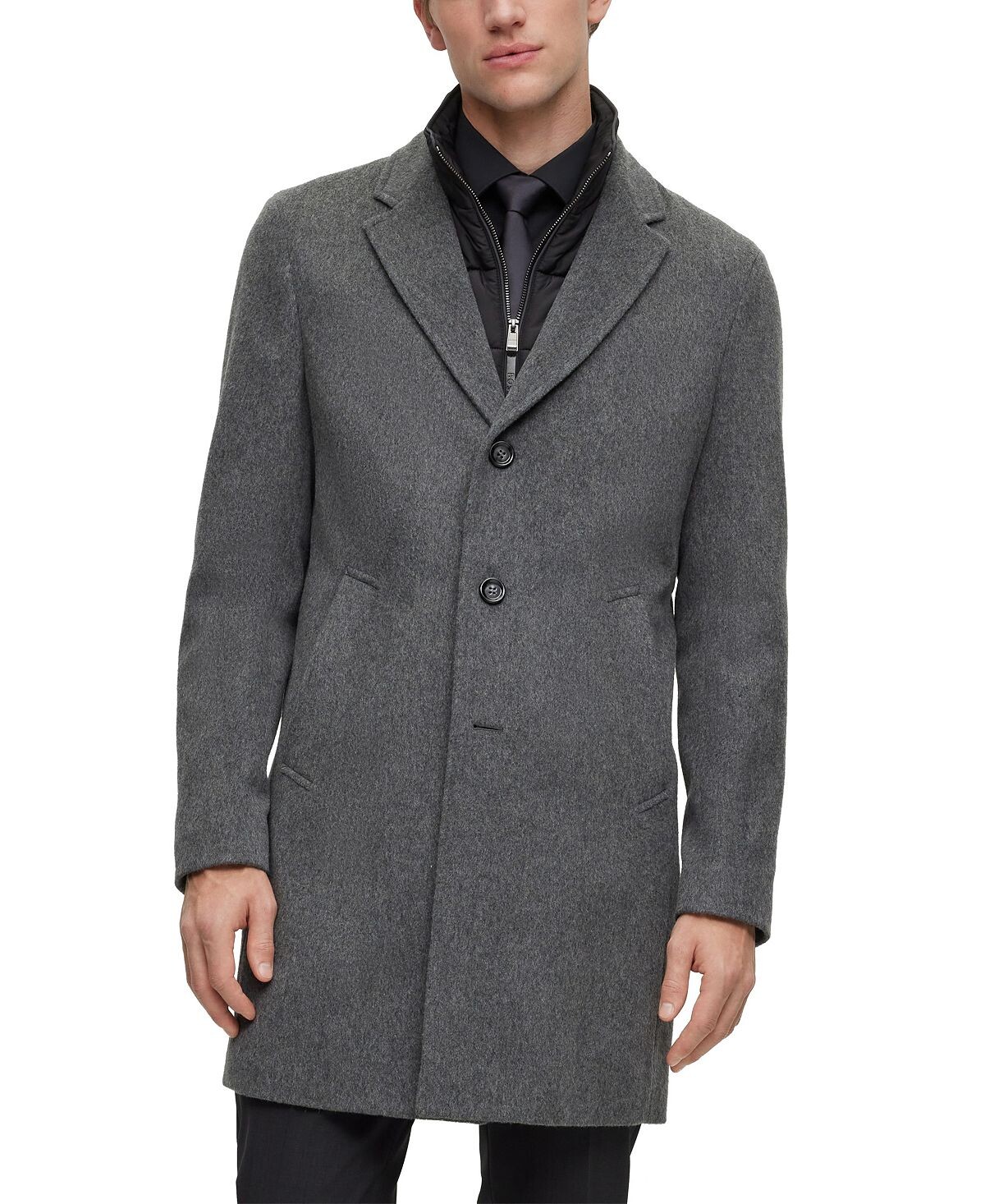 

Мужское пальто из смесовой шерсти на молнии Hugo Boss