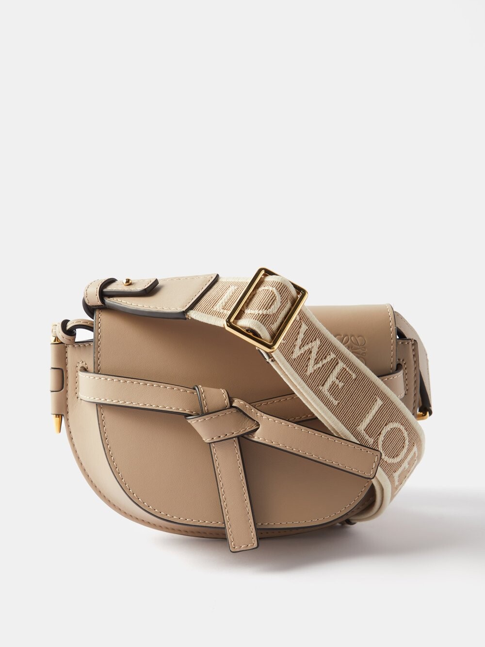 

Миниатюрная кожаная сумка через плечо gate LOEWE, бежевый