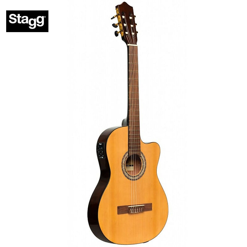 Акустическая гитара Stagg SCL60 TCE-NAT Spruce Top Nato Neck Classical Cutaway 6-String Acoustic-Electric Guitar w/EQ stagg scl70 tce nat