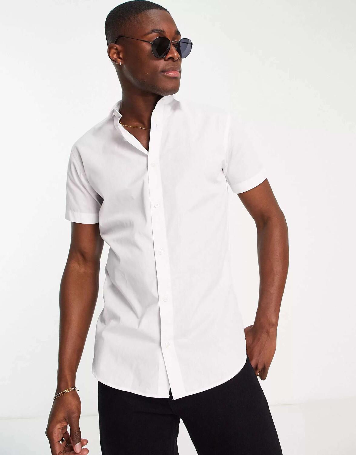 

Белая рубашка из эластичного хлопка с короткими рукавами Jack & Jones Originals