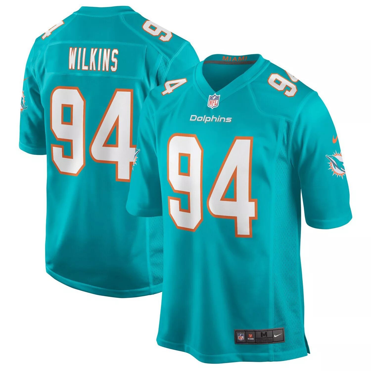 

Мужское джерси Christian Wilkins Aqua Miami Dolphins Game Nike