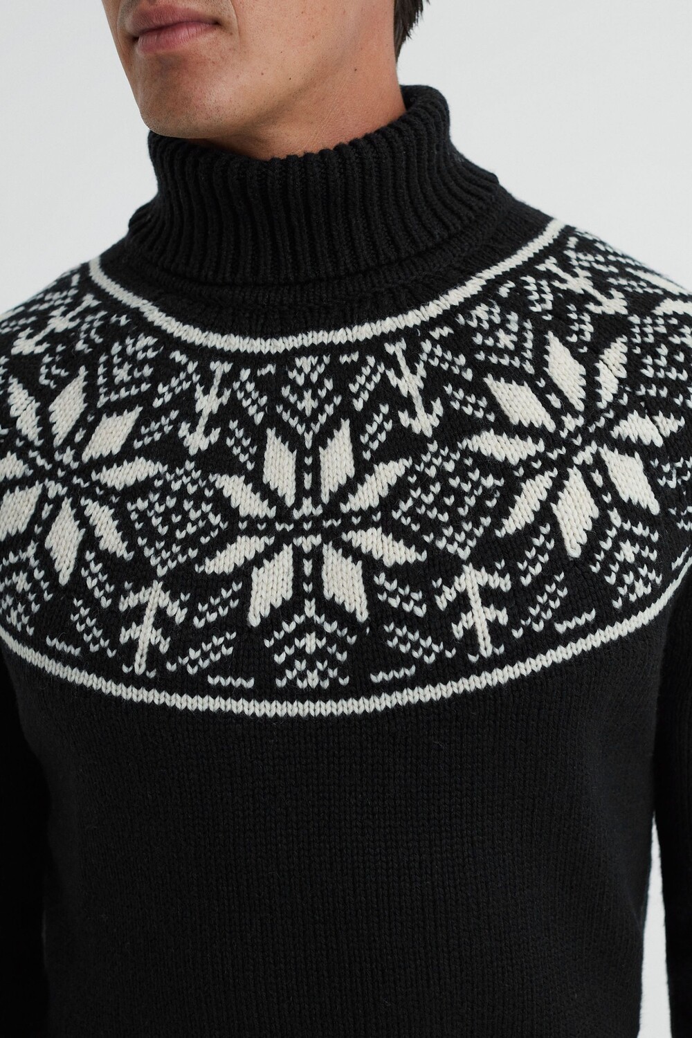 

Трикотажный джемпер с высоким воротником Abbotsford Fair Isle Reiss, черный