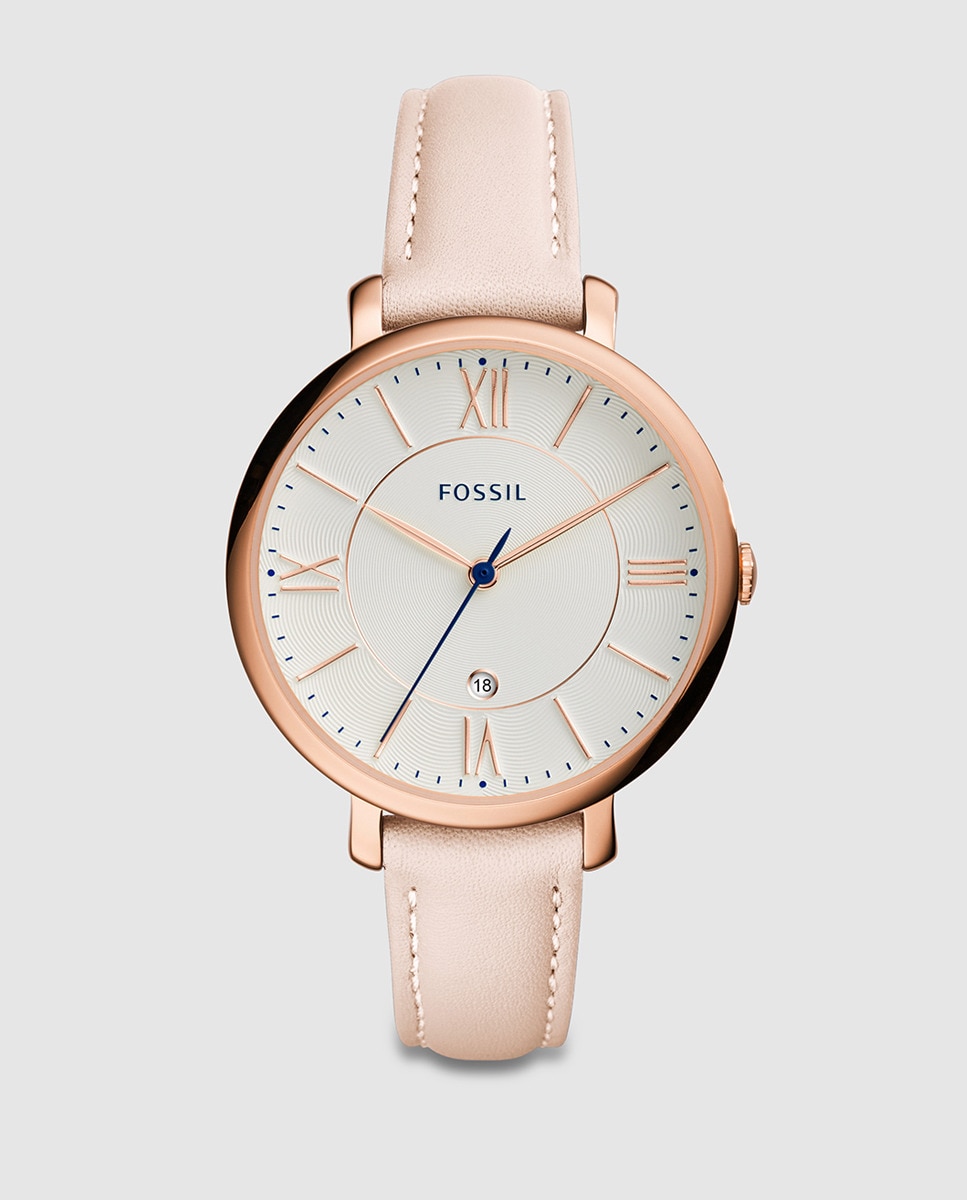 Fossil ES3988 розовые кожаные женские часы Fossil, розовый модные мужские кварцевые часы с большим циферблатом и кожаным ремешком