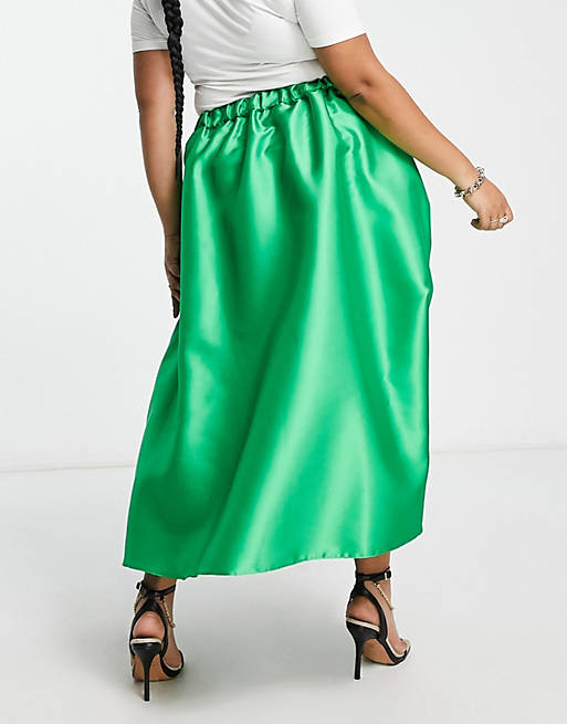 Зеленая юбка-трапеция миди River Island Plus