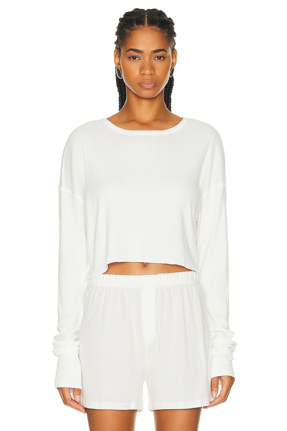

Футболка Eterne Long Sleeve Cropped Rib, слоновая кость