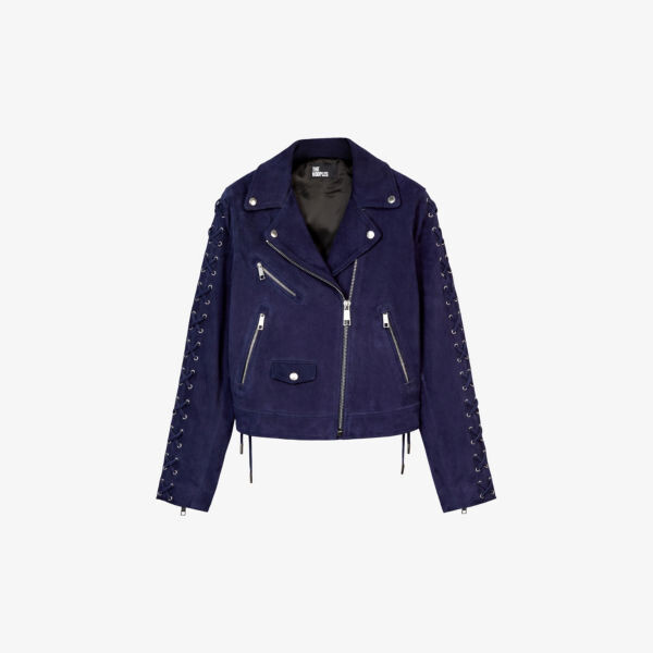 

Байкерская куртка из замши на шнуровке The Kooples, синий