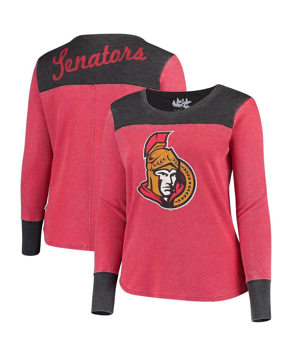

Женская красно-черная термофутболка Ottawa Senators большого размера с длинными рукавами Blindside Tri-Blend Touch, Черный