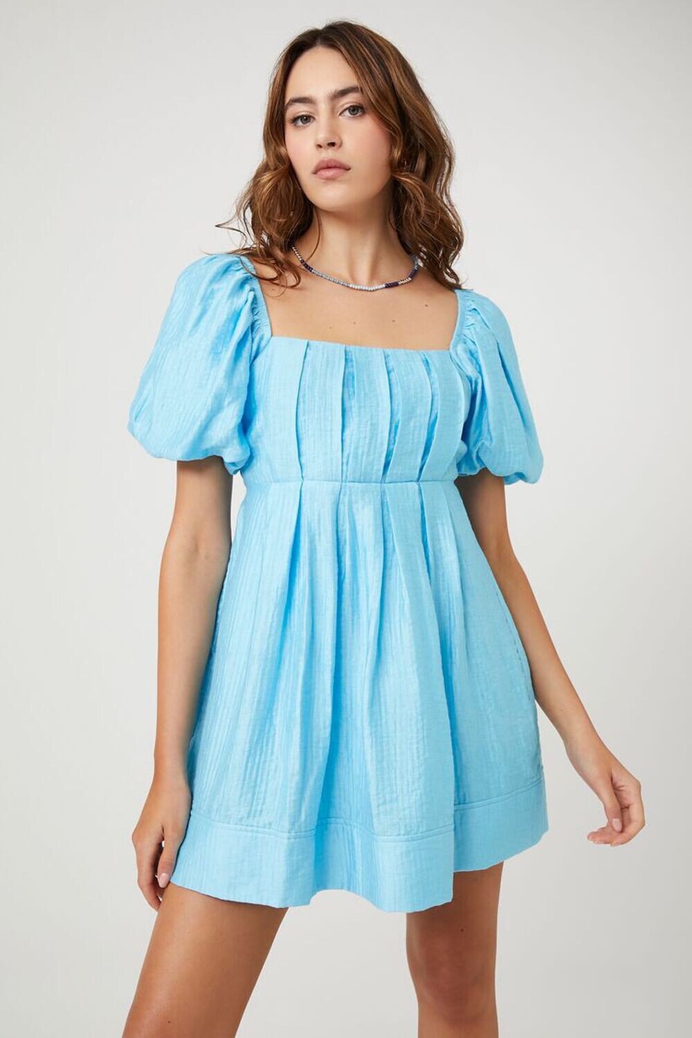 

Плиссированное платье Babydoll с завязками на спине Forever 21, синий