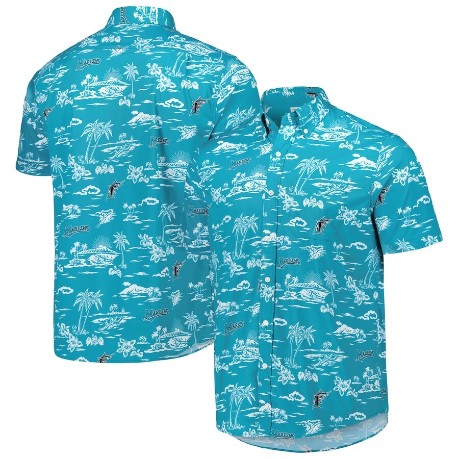 

Рубашка Reyn Spooner Miami Marlins, бирюзовый