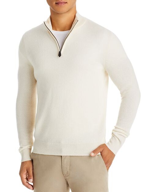 

Кашемировый свитер с молнией до половины The Men's Store at Bloomingdale's, цвет White