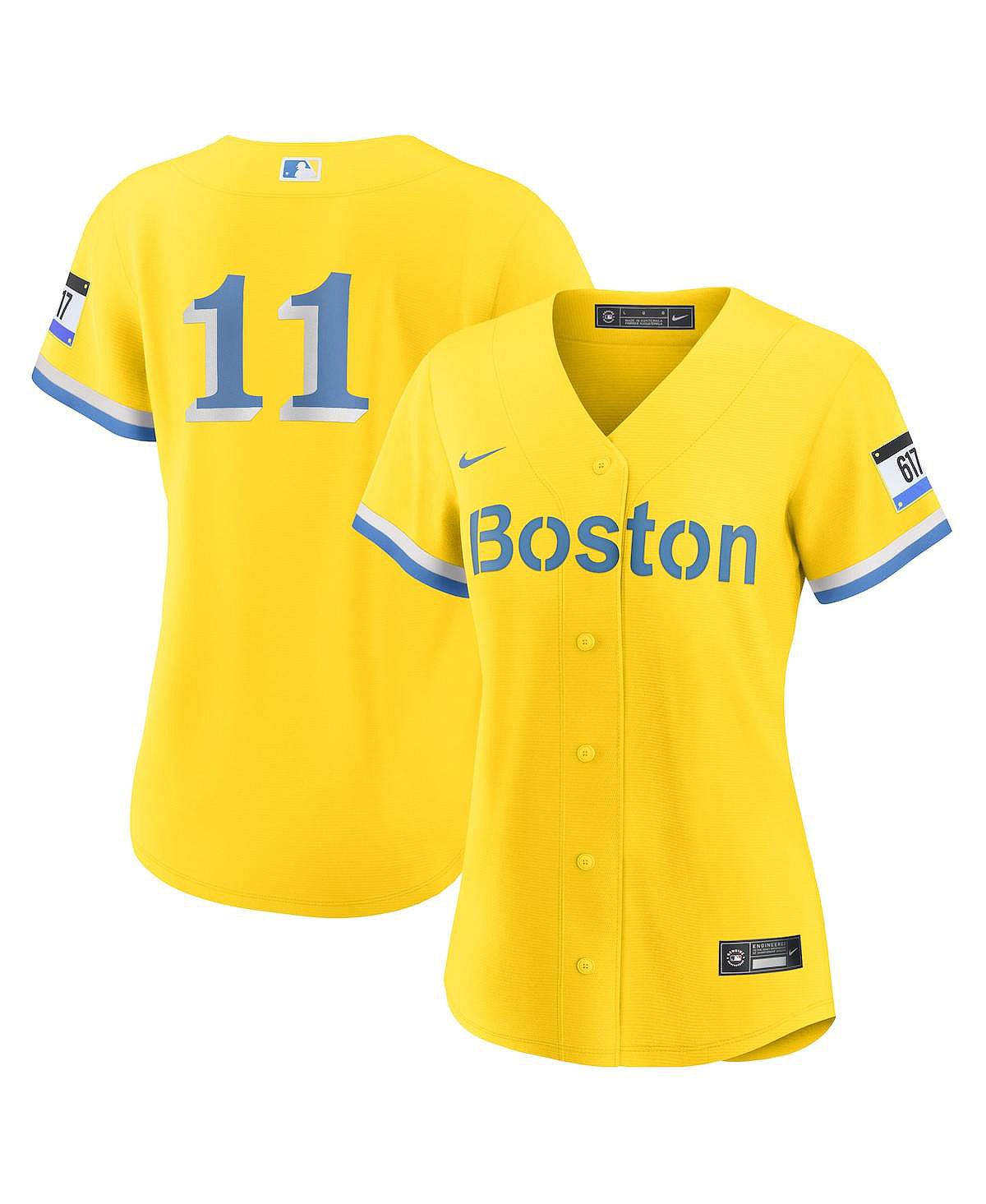 Женская футболка Rafael Devers Gold Boston Red Sox City Connect Replica Player Nike, золотой