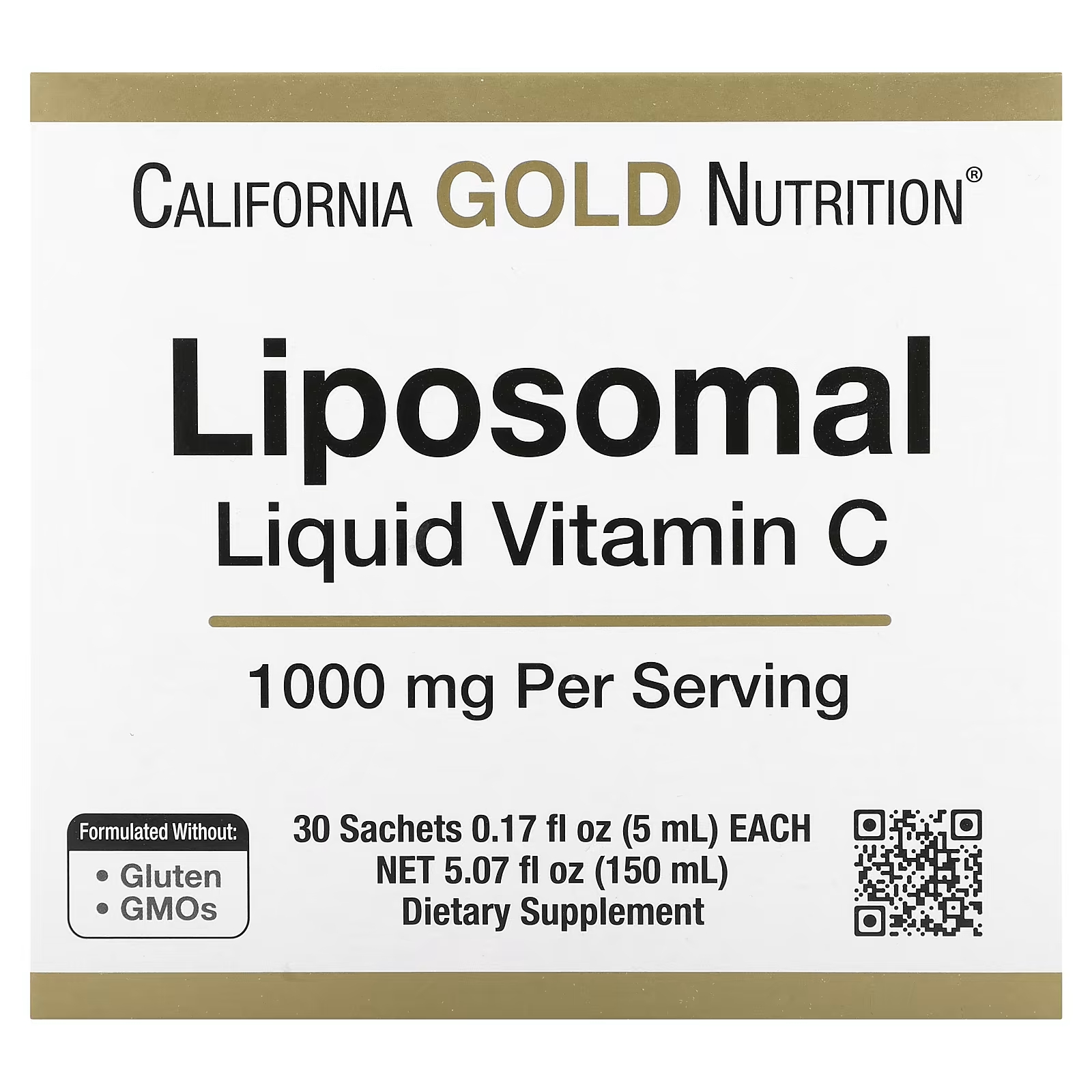 Липосомальный жидкий витамин С без вкуса, 1000 мг, 30 пакетиков California Gold Nutrition жидкий витамин d3 для детей california gold nutrition 10 мл