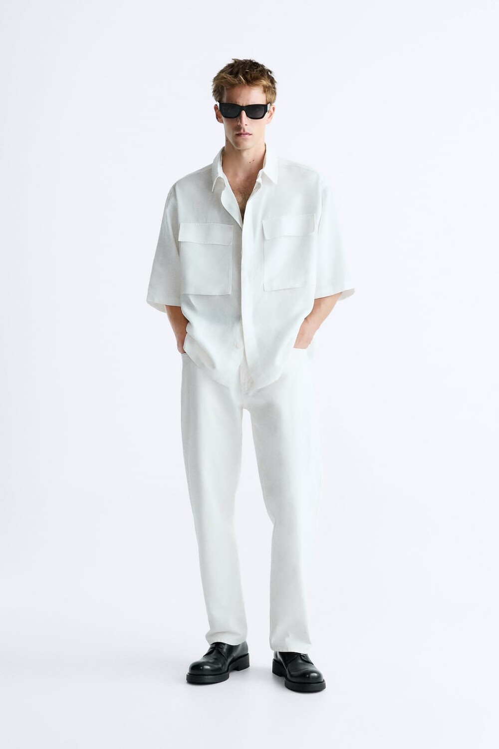 

Лиоцелл - льняная рубашка ZARA, белый
