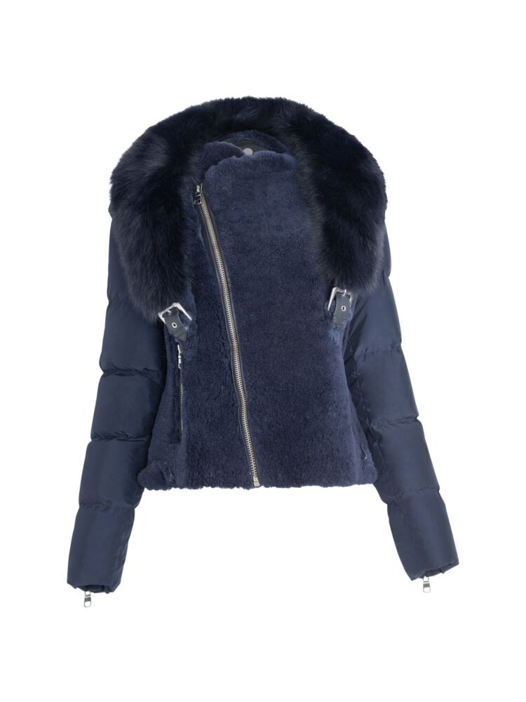 

Пуховик из овчины Made For Generations Toscana Wolfie Furs, темно-синий