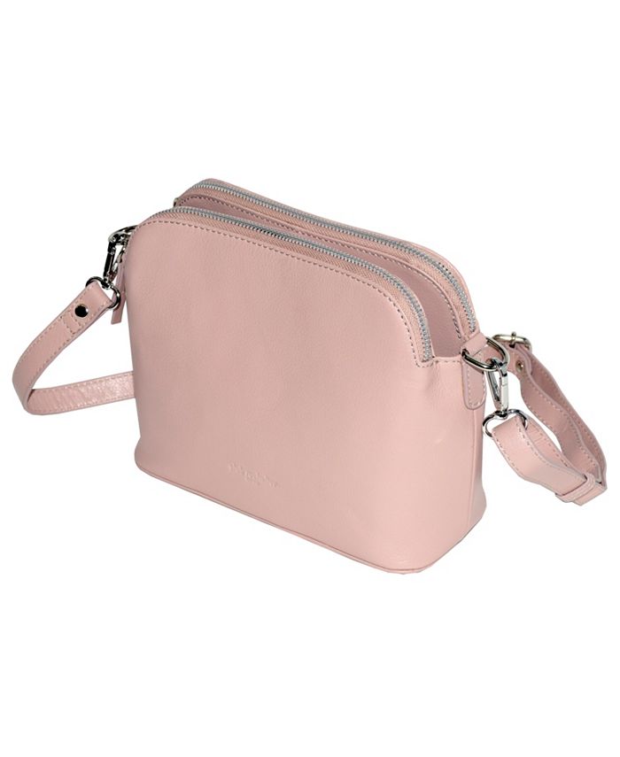 Женская кожаная сумка через плечо с двойной молнией Club Rochelier, розовый