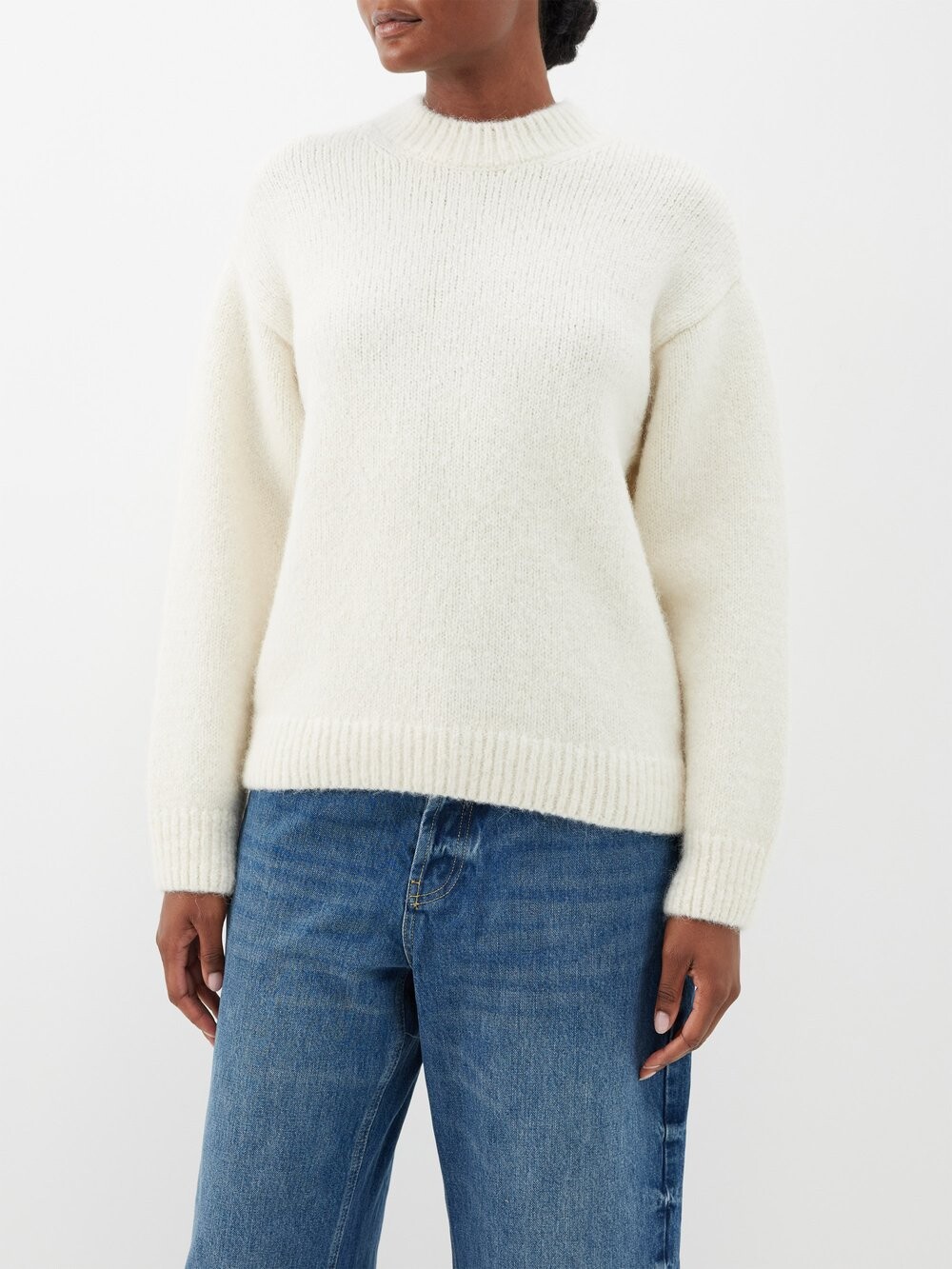 

Свитер pavane из шерсти альпаки с логотипом интарсии Jacquemus, белый
