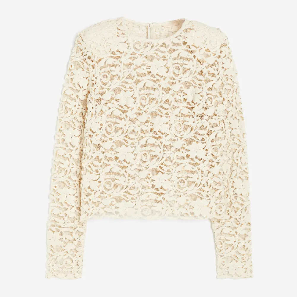 

Блузка H&M Sheer Lace, кремовый