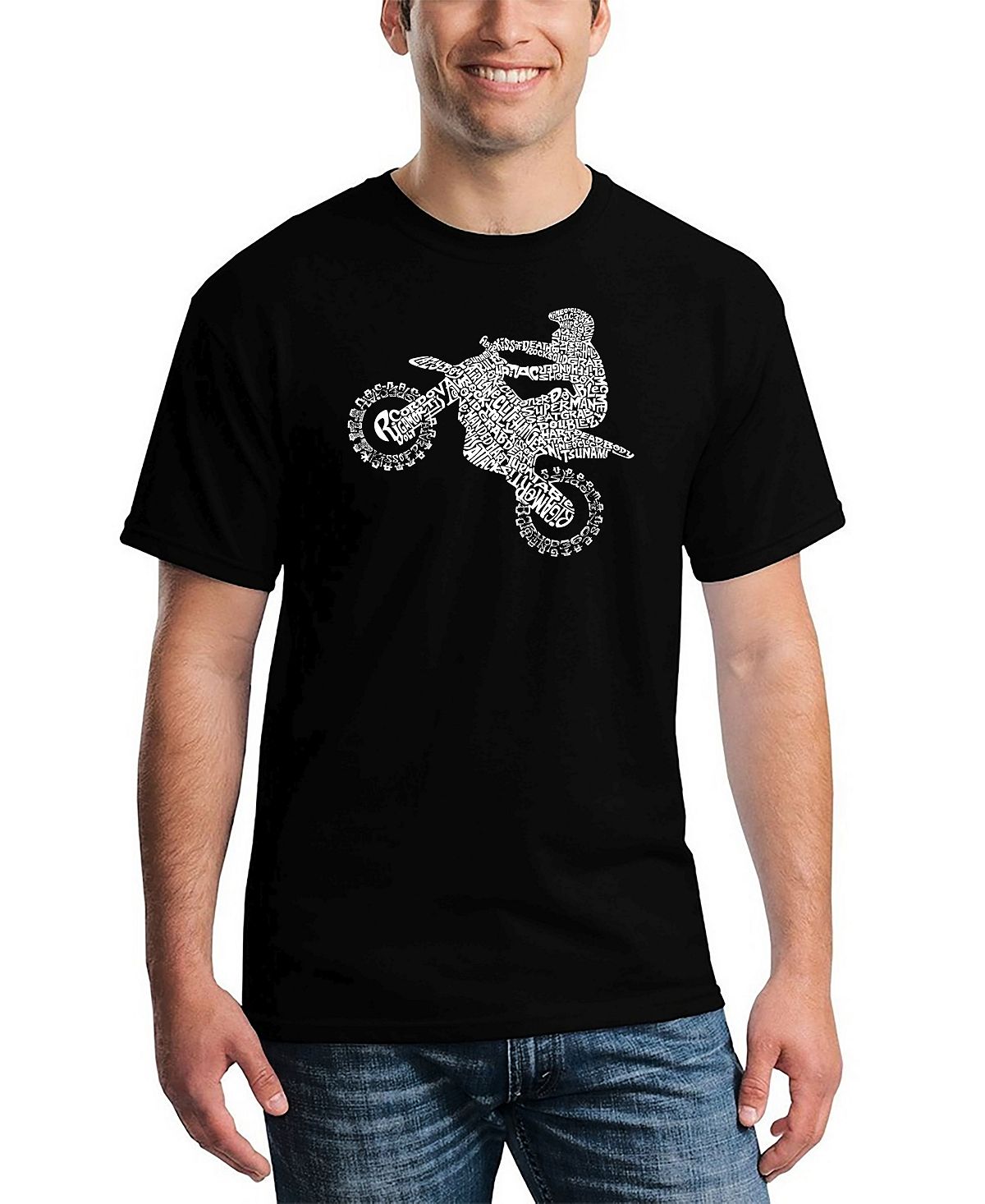 Мужской фристайл-мотокросс - футболка fmx word art LA Pop Art, черный