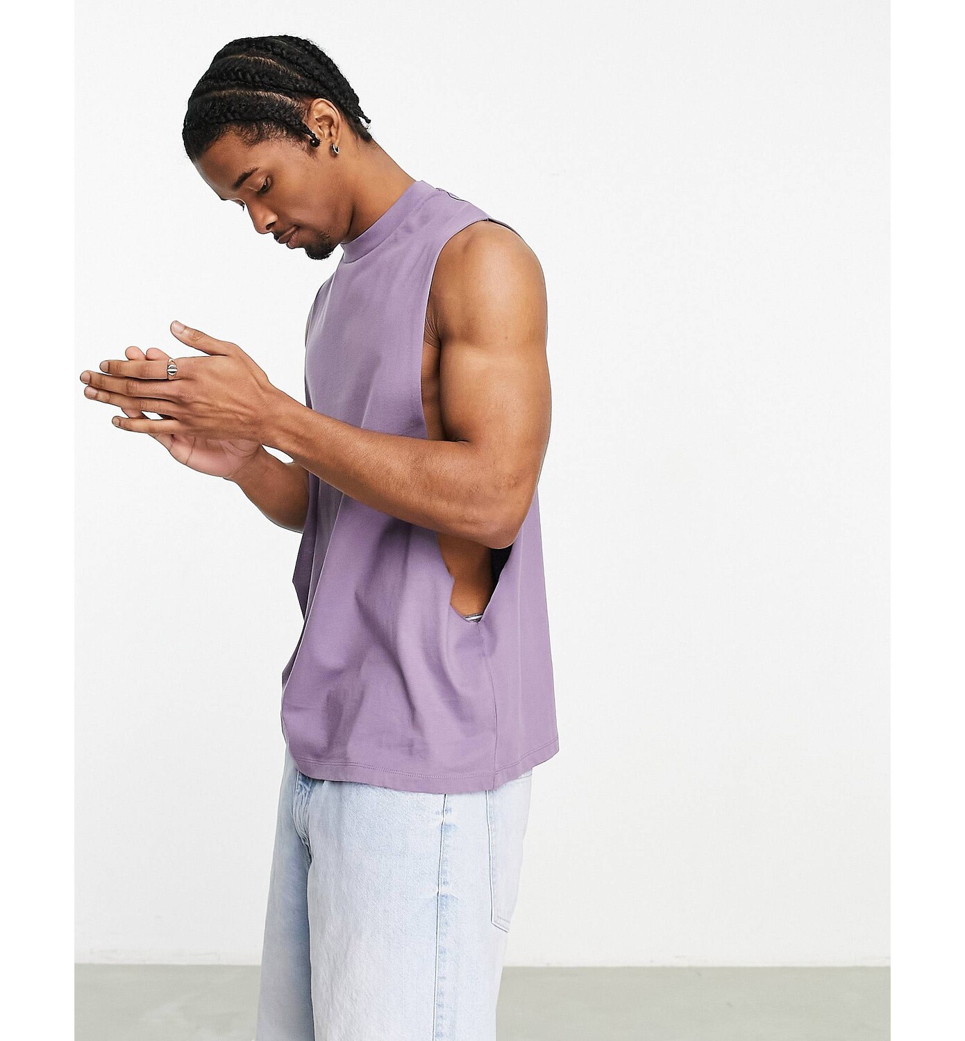 

Фиолетовый жилет свободного кроя с заниженной проймой ASOS DESIGN