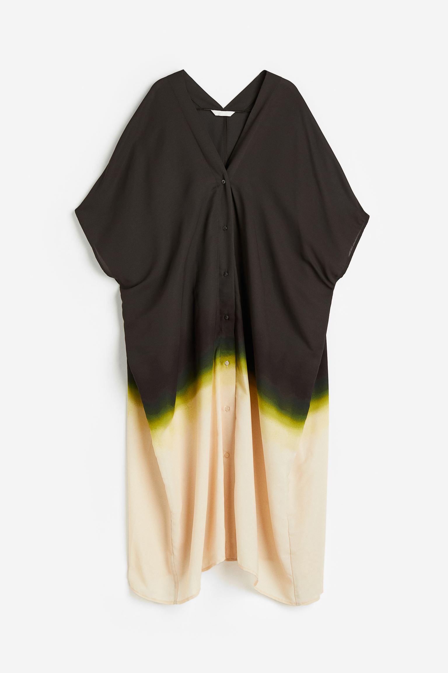 Платье H&M Oversized Kaftan, черный/светло-бежевый