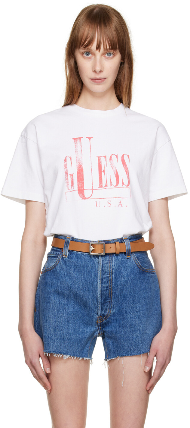 

Белая футболка с круглым вырезом Guess Jeans U.S.A.