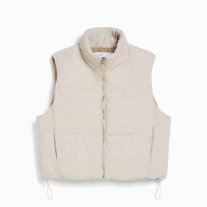 

Жилет Bershka Lined Nylon Effect Puffer, серо-бежевый