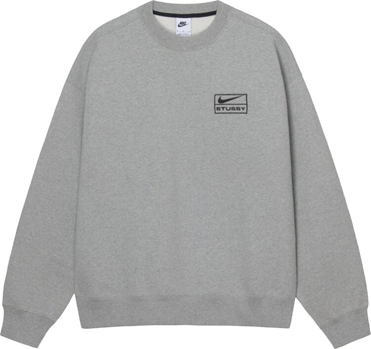 

Толстовка Stussy x Nike Acid Wash Fleece Crew 'Grey Heather', серый