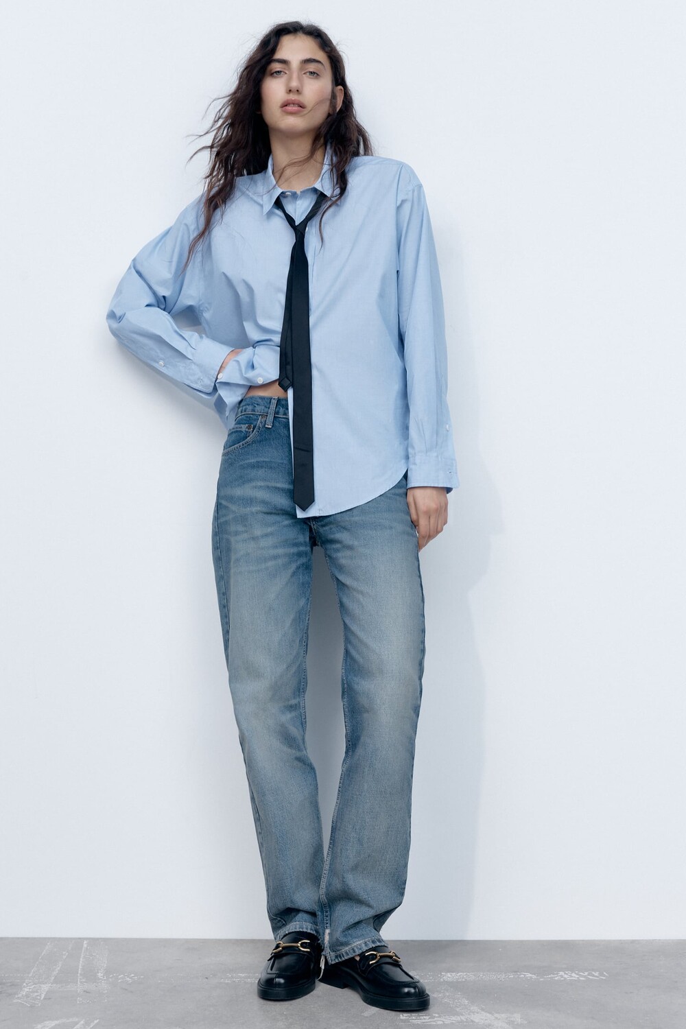 

Лоферы на плоскости с пряжкой ZARA, черный