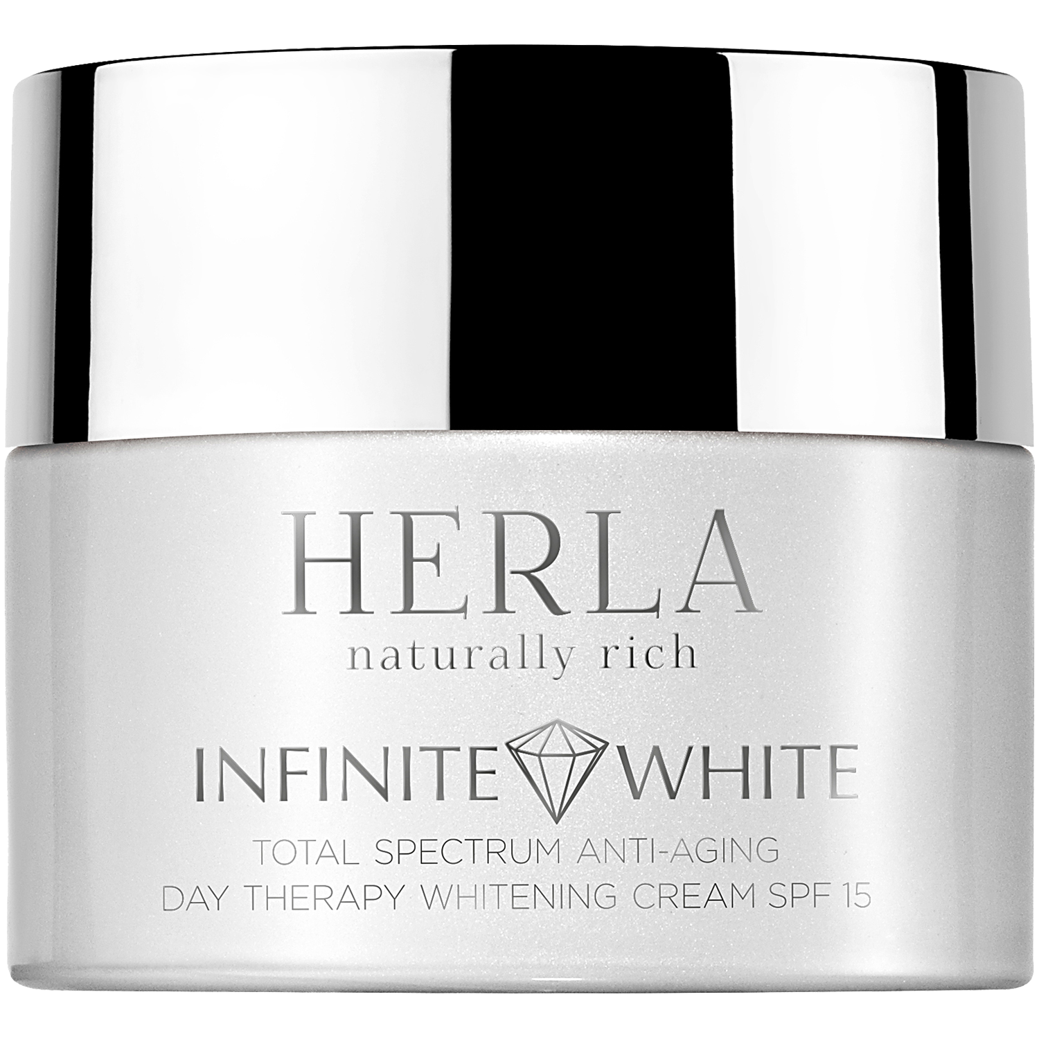 Herla Infinite White антивозрастной отбеливающий крем против пигментных пятен с фильтром SPF15 на день для лица, 50 мл - фото