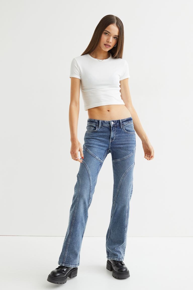 

Расклешенные низкие джинсы H&M, синий деним