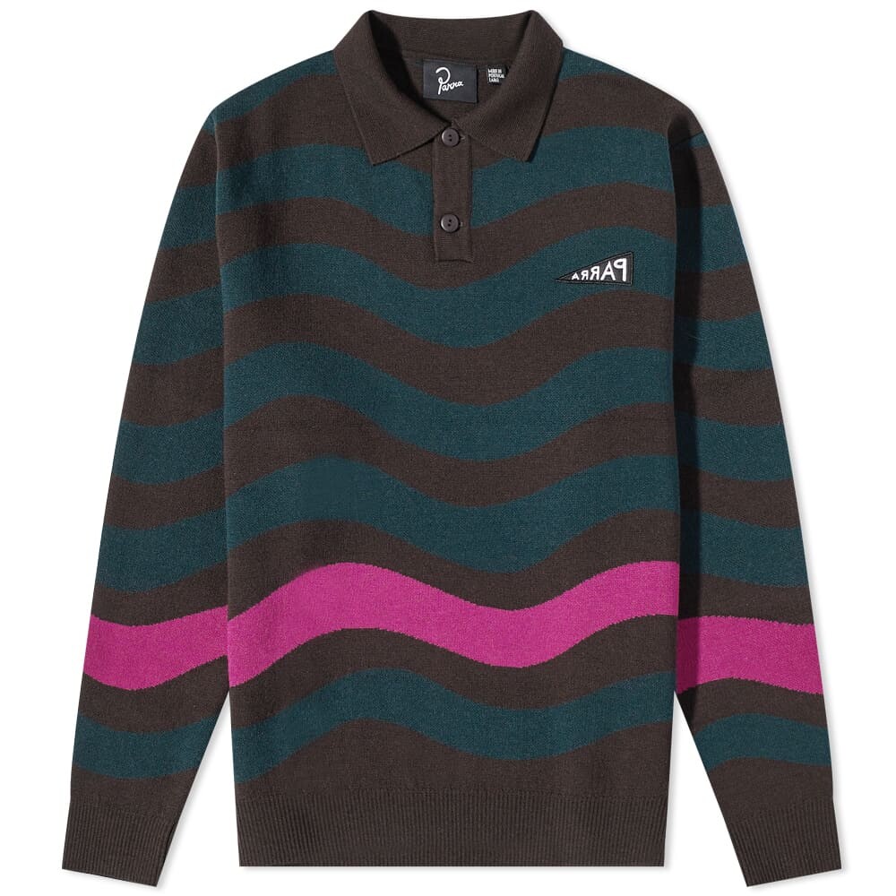

Футболка By Parra Long Sleeve One Weird Wave Knitted Polo, Серый