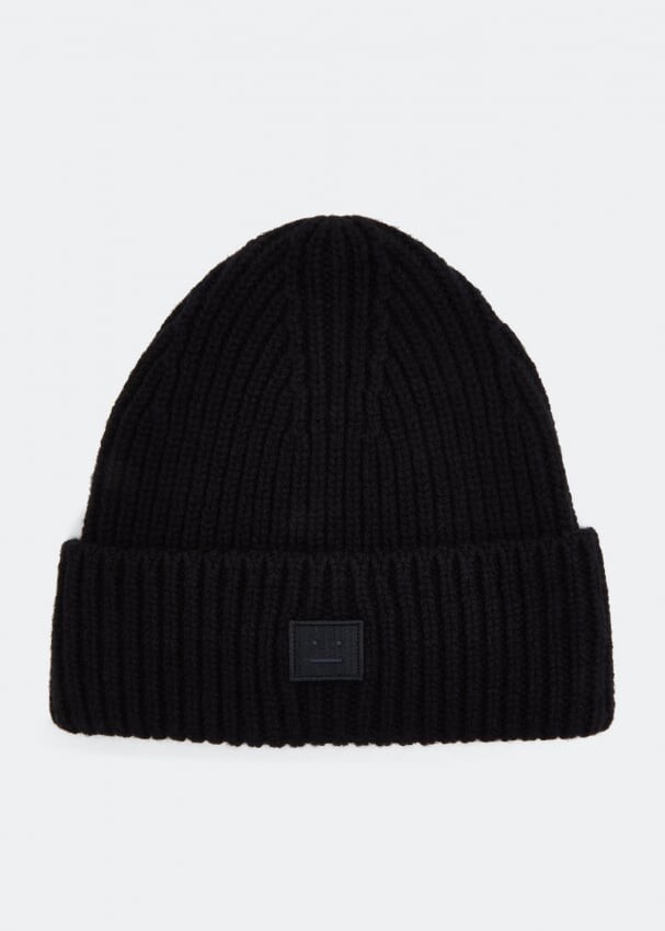 

Шляпа ACNE STUDIOS Ribbed beanie hat, черный