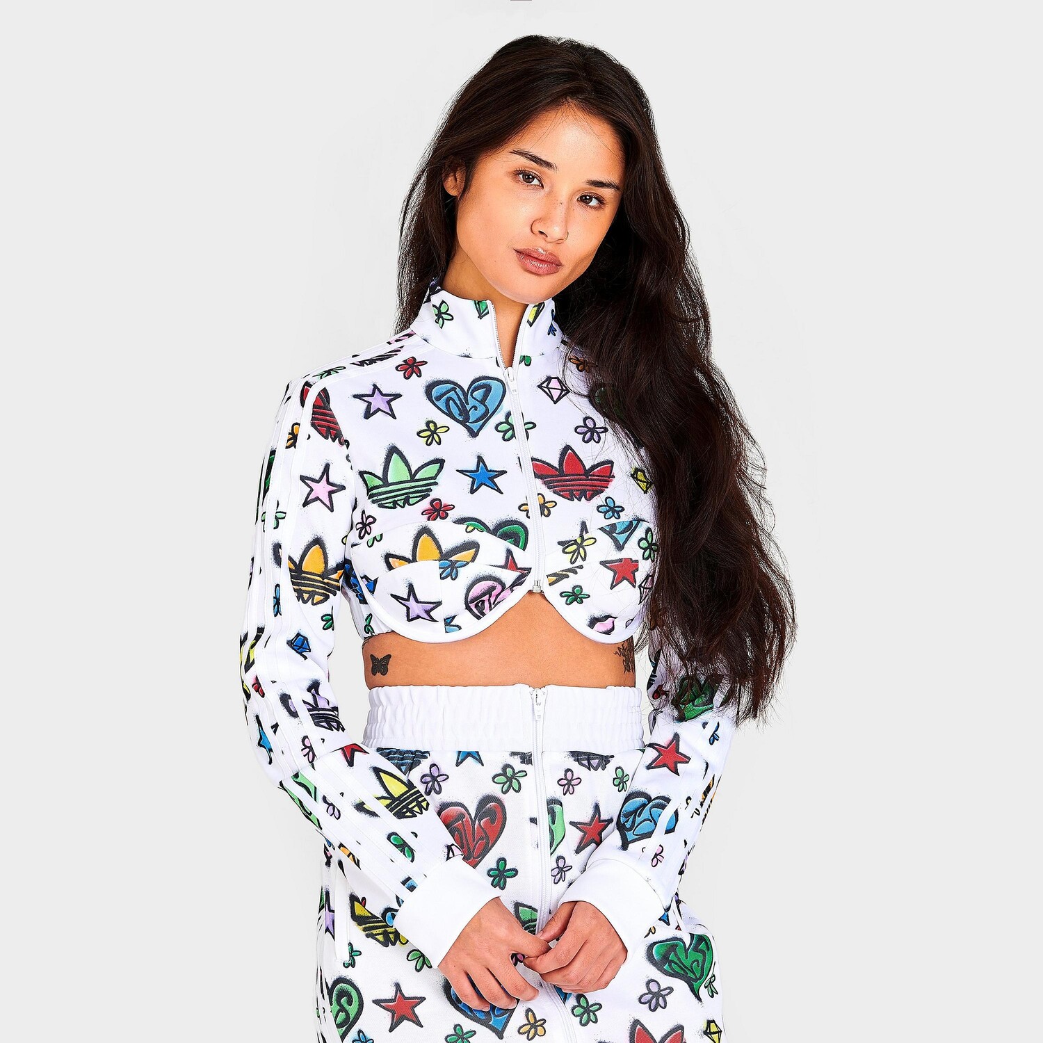 

Женская укороченная спортивная куртка Adidas Originals x Jeremy Scott Monogram, белый