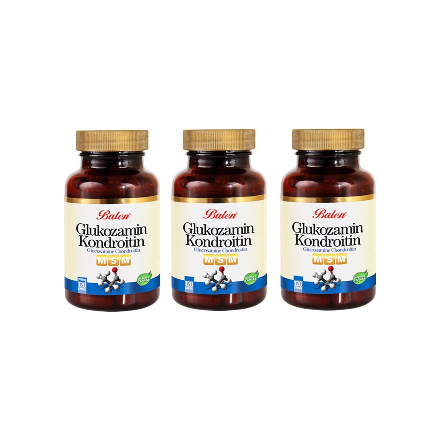 цена Активная добавка глюкозамин Balen Chondroitin Msm, 120 капсул, 970 мг, 3 штуки