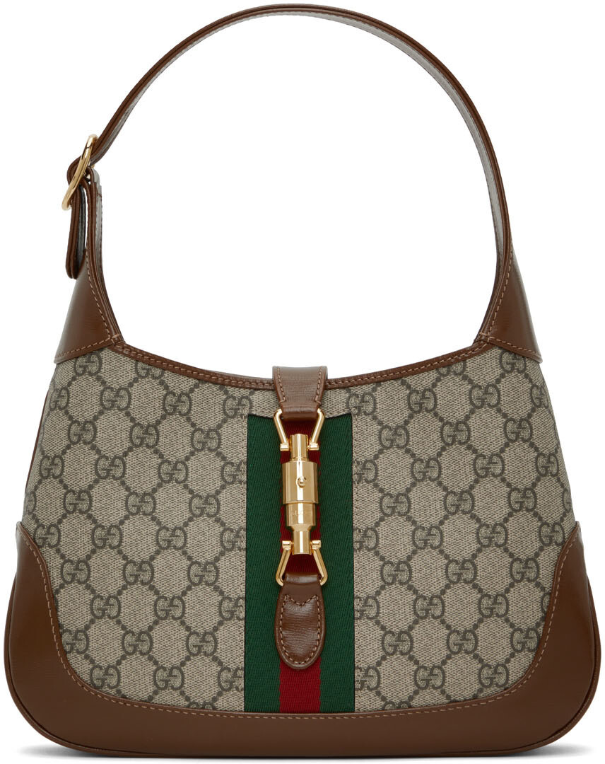

Бежево-коричневая маленькая сумка GG Supreme 'Jackie 1961' Gucci, Коричневый