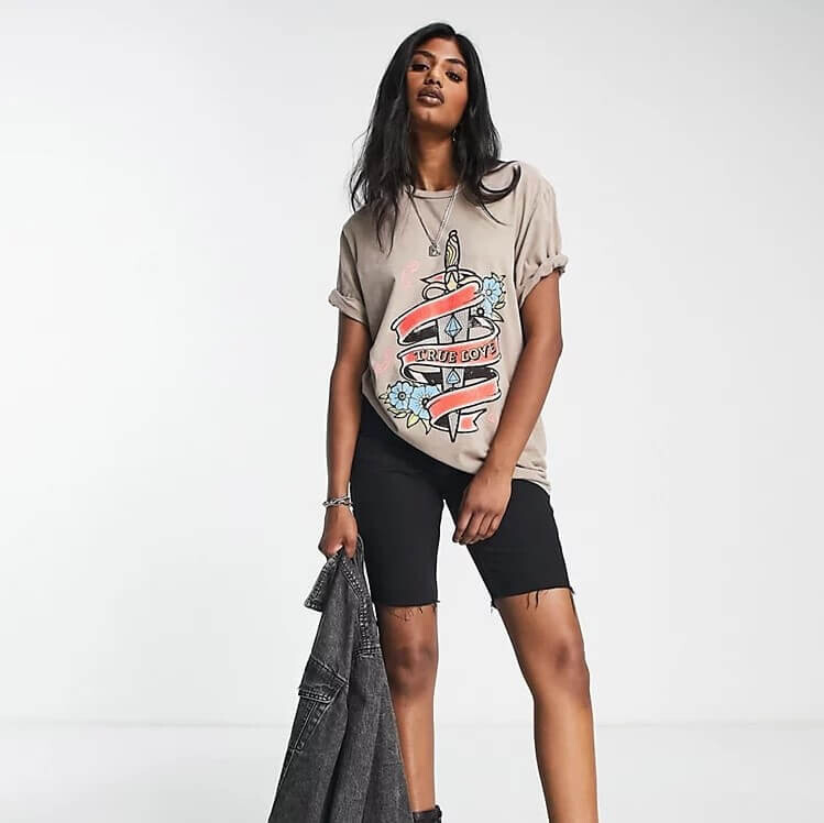 

Футболка Asos Design Oversized Heavyweight In New York Apple Graphic, бежевый