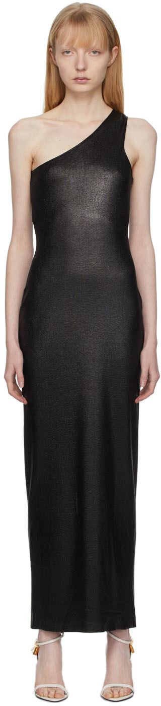 

Черное плотное глянцевое длинное платье TOM FORD, Черный