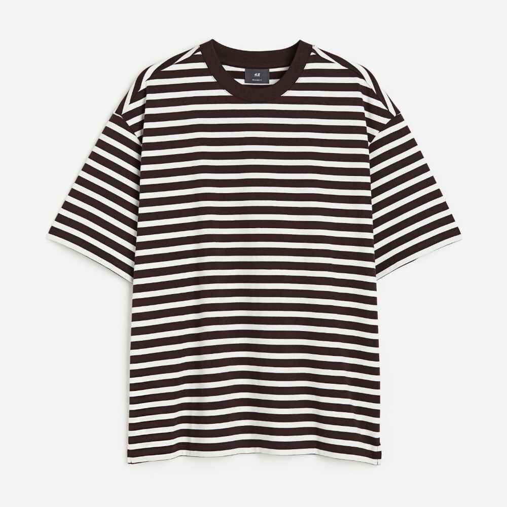 

Футболка H&M Relaxed Fit Cotton, темно-коричневый