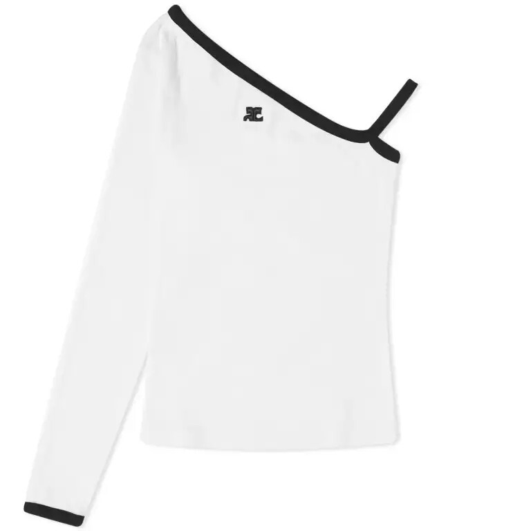 

Футболка Courreges Asymetric One Sleeve, белый/черный