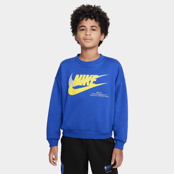Свитшот Nike Sportswear Icon Fleece Big Kids' Oversized, синий/желтый