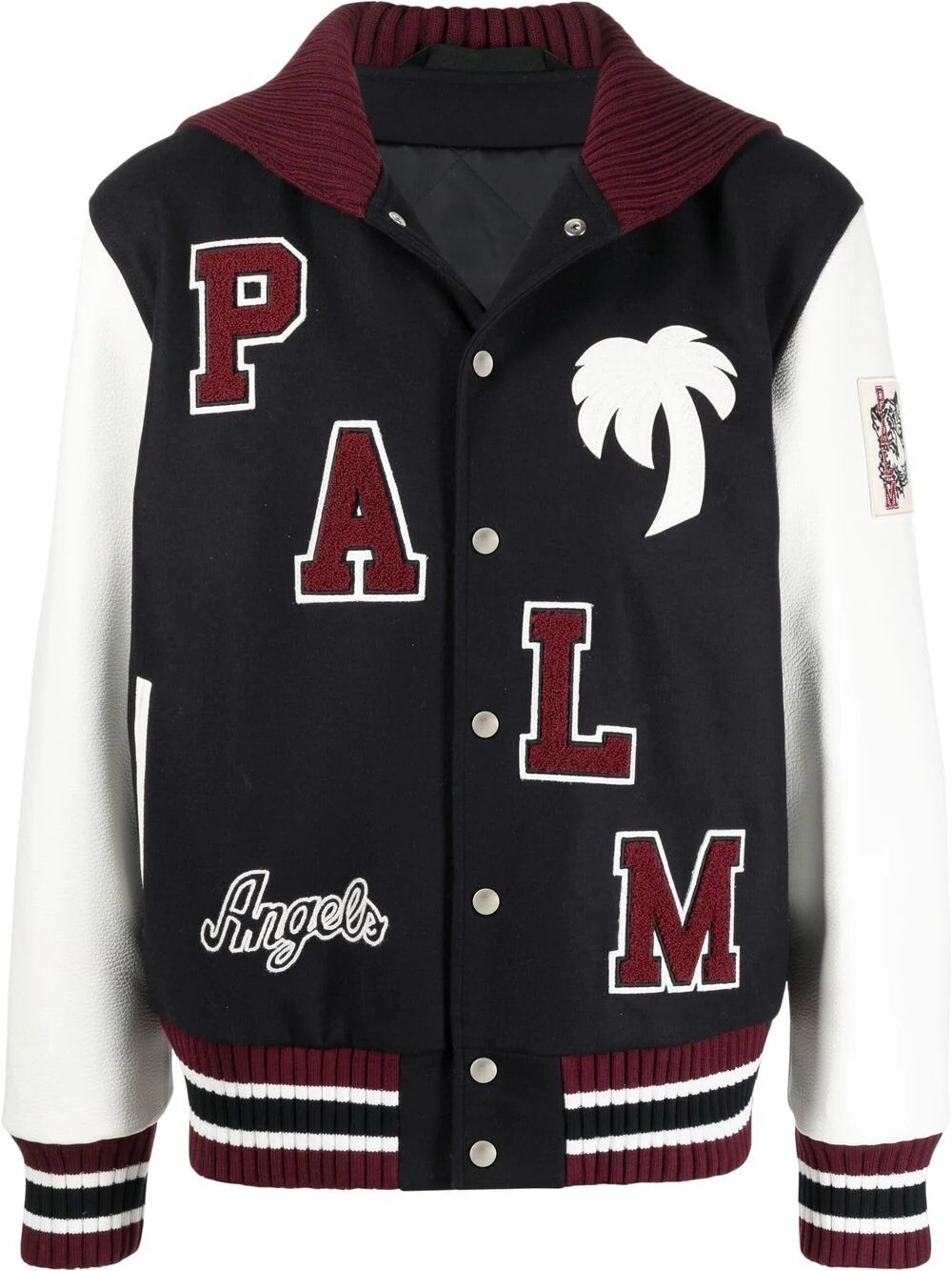 

Куртка-бомбер Palm Angels Marine Collar Varsity, темно-синий, красный, белый