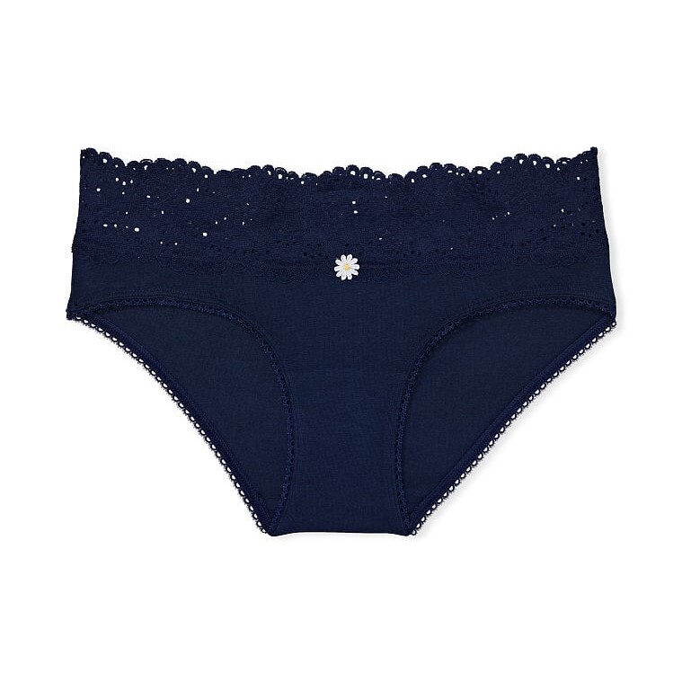 

Трусы Victoria's Secret Lace Waist Cotton Hiphugger, темно-синий