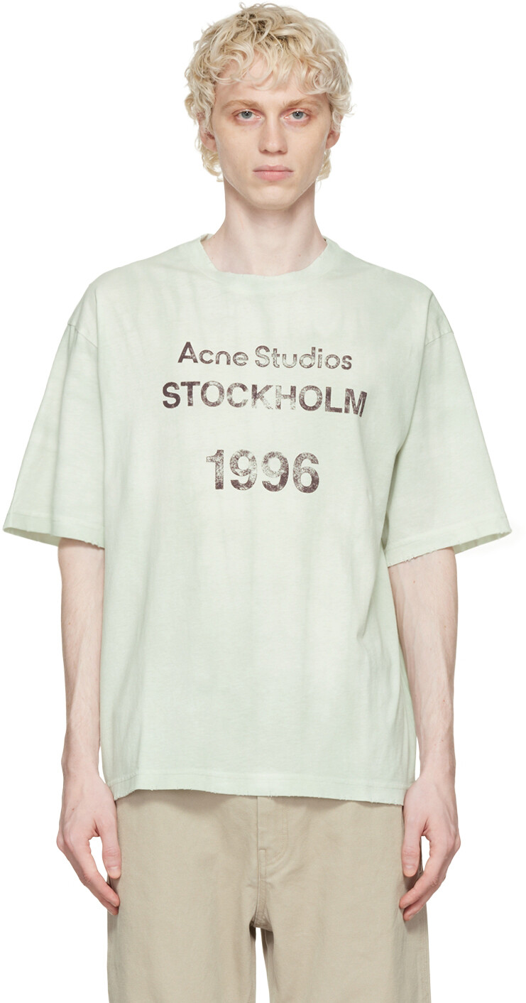 

Зеленая футболка с печатью Acne Studios, Зеленый