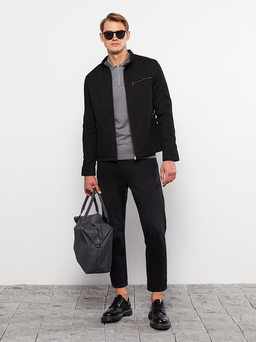 

Мужское пальто Slim Fit с байкерским воротником, сочетание отца и сына LCW Vision, Черный
