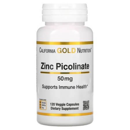 Пиколинат цинка California Gold Nutrition, 50 мг, 120 растительных капсул пиколинат цинка now foods 50 мг 30 растительных капсул